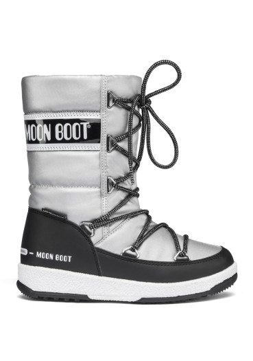 szczegóły Zimowe buty dziecięce MOON BOOT JR GIRL QUILTED WP silver / black