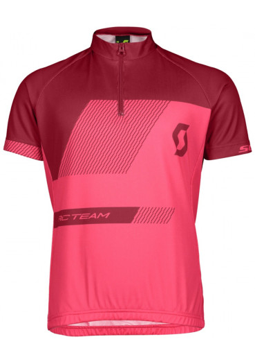 szczegóły Dziecięca koszulka rowerowa Scott Shirt Jr RC Team S/SL Azur Pink / Tibetan Red