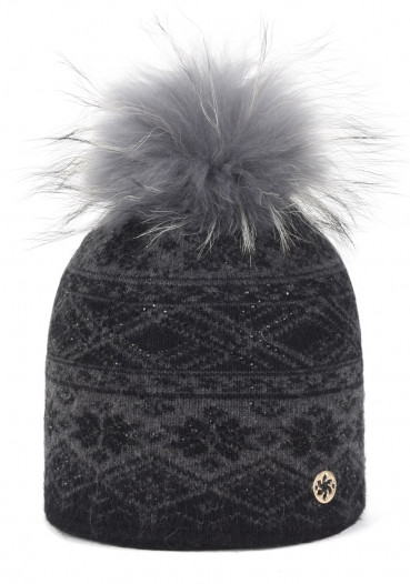 detail Damska czapka Granadilla Bloom Fur Black