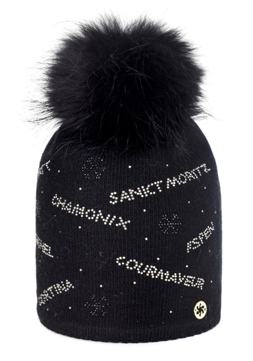 detail Damska czapka Granadilla Goux fur With Skiing FA Black