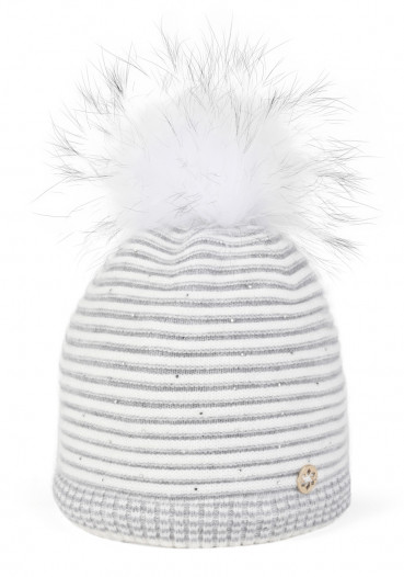 detail Damska czapka Granadilla Redford Fur Pearl Grey