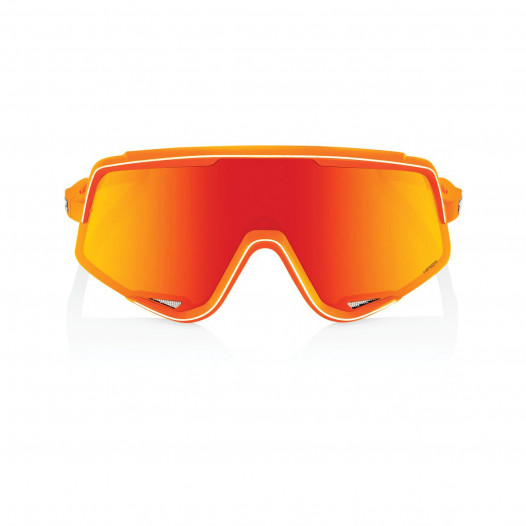 detail 100% Glendale - Soft Tact Neon Orange - HiPER Red Multilayer Mirror Lens