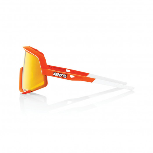 detail 100% Glendale - Soft Tact Neon Orange - HiPER Red Multilayer Mirror Lens