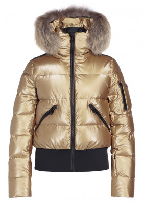 Damska kurtka zimowa Goldbergh Bombardino Jacket Real Fur Gold