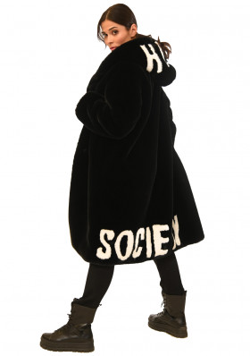 High Society Paloma faux fur coat Black/White