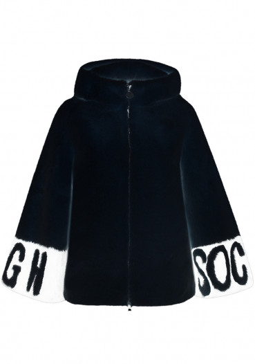 detail High Society Eden faux fur jacket 5000 black/white