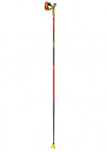 detail Leki HRC max, bright red-neonyellow-carbon structure