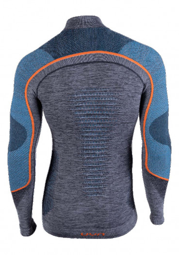 detail UYN Man Ambityon Uw Shirt Lg_Sl. Melange Turtleneck Black Melange/Atlantic/Orange Shiny