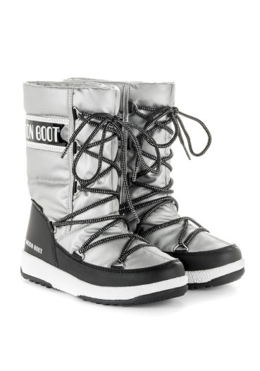 detail Zimowe buty dziecięce MOON BOOT JR GIRL QUILTED WP silver / black